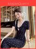French Blue Vneck Lace Floral Maxi Dress With Slim Fit For Summer 2026