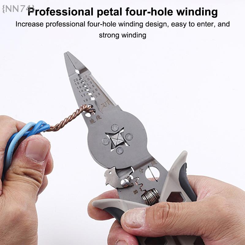 Multifunctional Electrician Pliers–5-in-1 Wire Stripper, Separator, Cutter, Winder&Crimper, Ideal For Cable Repair&Installation