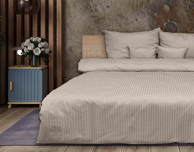 Beige Damask Bedding, 1cm Stripes, 160x200 + 2x70x80 Matex