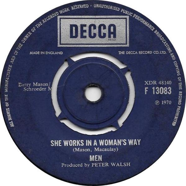 

7inch Record MEN - She Works In A Woman s Way F13083 Decca 1970 UK Rock Used