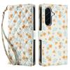 For Samsung Galaxy A16 5G/A16 4G Wallet Case Rhombic Floral Design Leather Flip Phone Cover with Strap