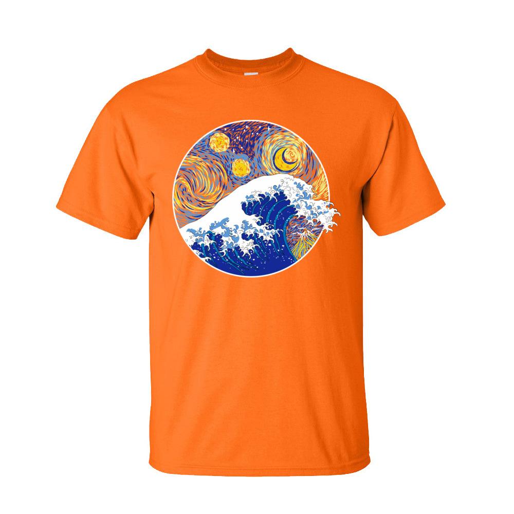 Tops TShirt Men Great Starry Wave T Shirt Thanksgiving Day Short Sleeve 100 Cotton Crew Neck Mens TShirt Personalized