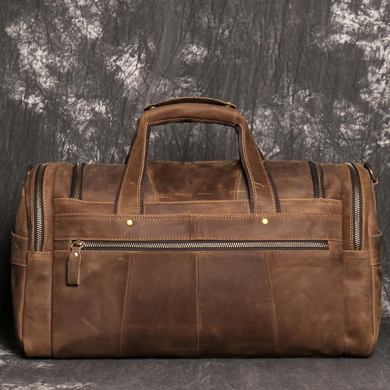 Bolso de Mano de Cuero Crazy Horse Bolso Cruzado de Hombro de Cuero Genuino Bolso de Viaje de Piel de Vaca para Viajes Cortos