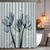 1pc Elegant Blue Flower Shower Curtain with Hooks - Artistic Floral Design for Bathroom Decoration, Suitable for Home and Hotel