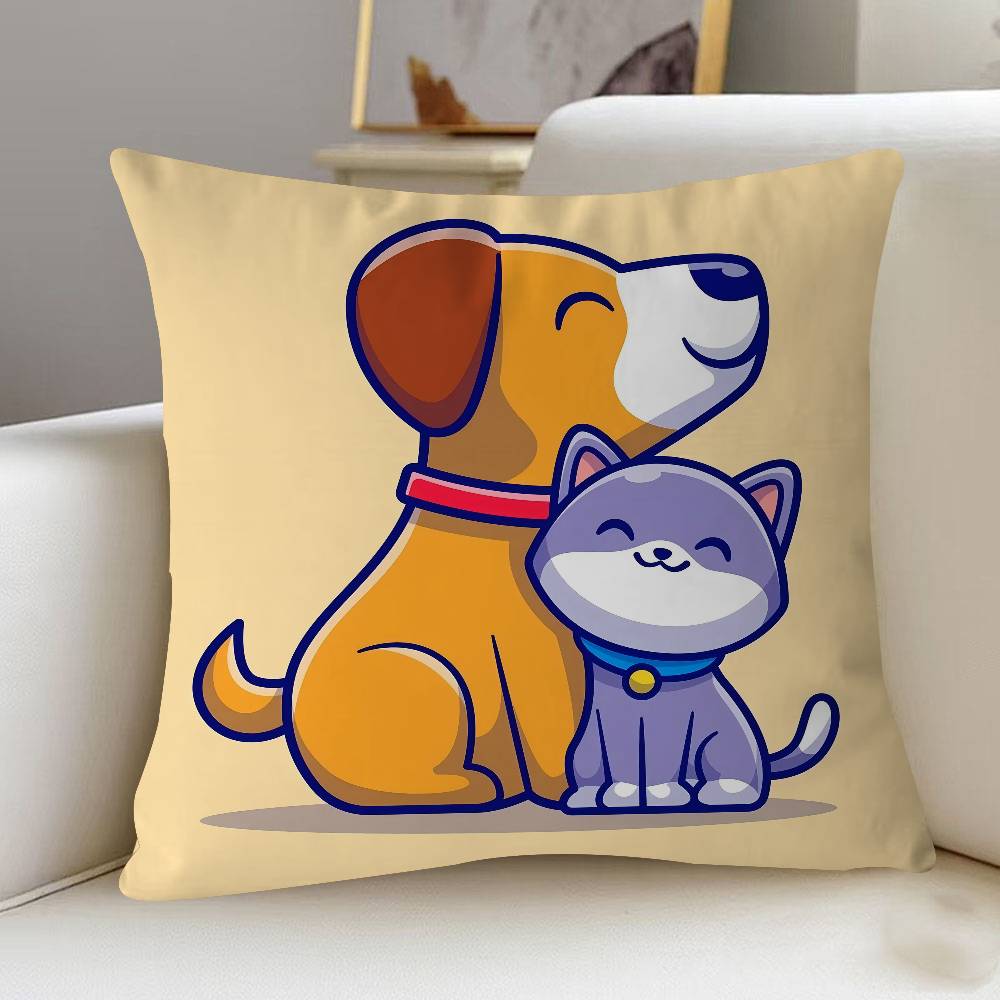 Dog Cartoon Illustration Cute Pillow Cover Sofa Cushion Cover Home Room Decoration Children Gift