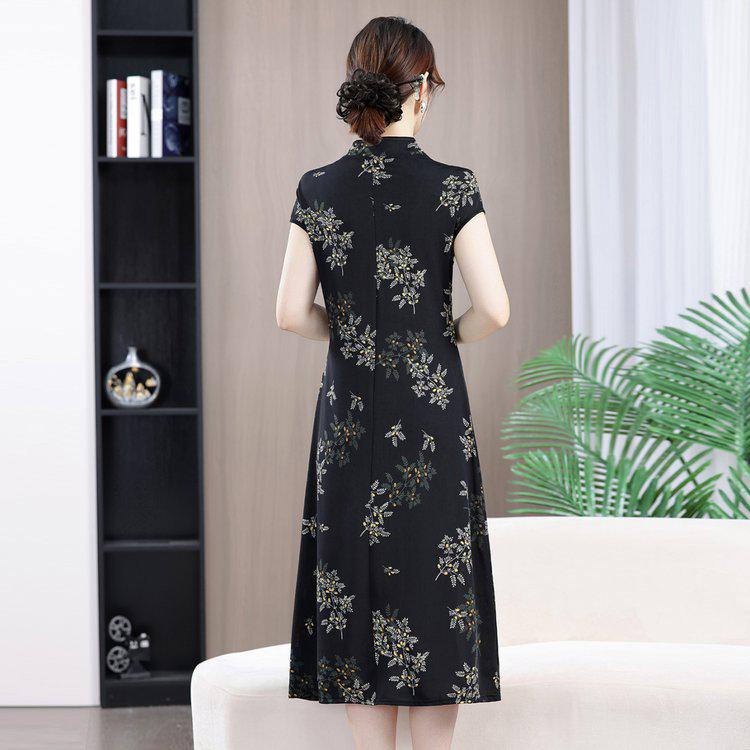 Elegant Black Qipao 2026 Summer Dress for Casual Gatherings