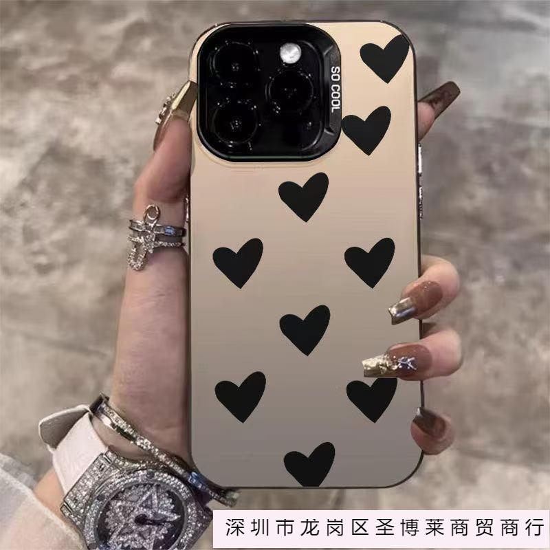 Black Love Is Suitable for Apple 16Promax Mobile Phone Case, Personalized Vitality Case iPhone15/14/13, Europe and America 12.