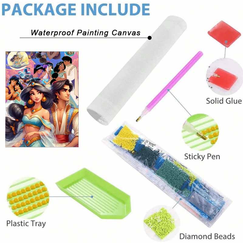 Disney Diamond Painting Kit Classic Aladdin Jasmine Romance Home Decor Craft Perfect Gift Idea Diamond Art
