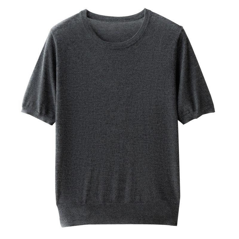23 Autumn/Winter Women's Five-Sleeve Cashmere Sweater - Round Neck, Fashionable Half-Sleeve Knit Top