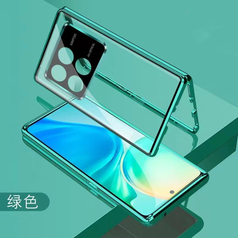 360 Full Case For Xiaomi POCO X6 Pro 5G Case Double Sided Magnetic Adsorption Metal Tempering Glass Protection Cover Bumper