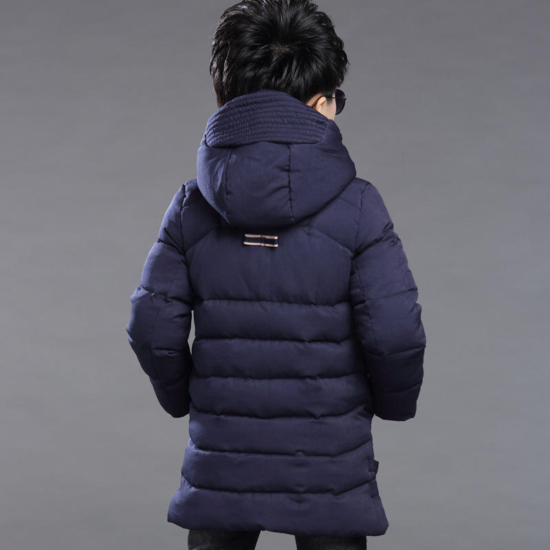 Winter Kids Children Outdoor Windbreaker Keep Warm Teenage Boys Jacket Long Slim Fit Hooded Coat