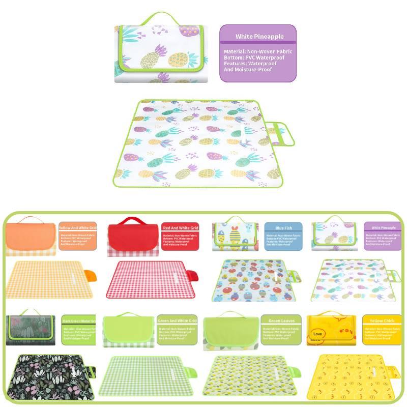 Tragbare Stranddecke Vliesstoff Picknickmatte mit wasserdichter Funktion Grüner Algenprint