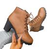 Women's Wide Width Chunky Heel Boots, Lace Up Ankle Booties Martin Style, European Thick Sole Winter Shoes for Women