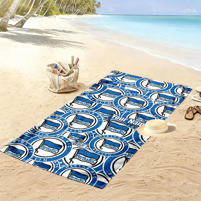 Hertha BSC Custom Name Print Beach Towel, Large Soft Quick Dry Towel for Beach Camping Swimming