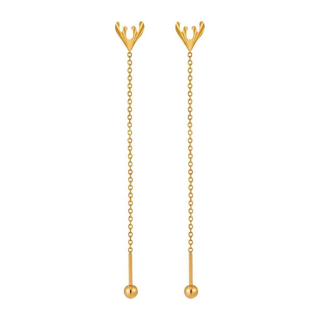 Korean Bow Earrings: Stylish Gold-Plated Titanium Steel with Floral Design