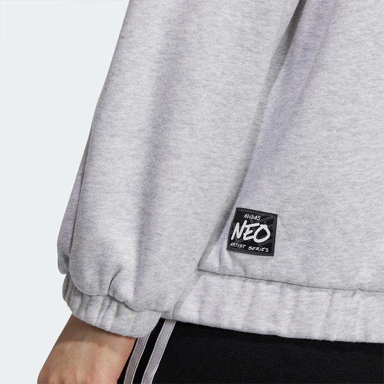 Adidas Neo Cartoon Print Crew Neck Pullover Sweatshirt Women Sweatshirt Grey HG9020