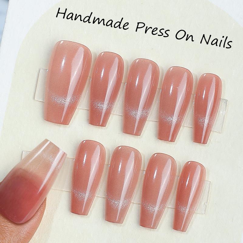 

Gradient Cat-Eye Handmade Press-On Nails – High-Quality Galaxy Nail Art Tips