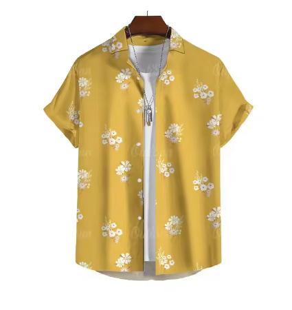 Simple Men s Shirt 3D Floral Print Hawaiian Shirt Men s Daily Casual Short Sleeve Shirt Loose Plus XXS