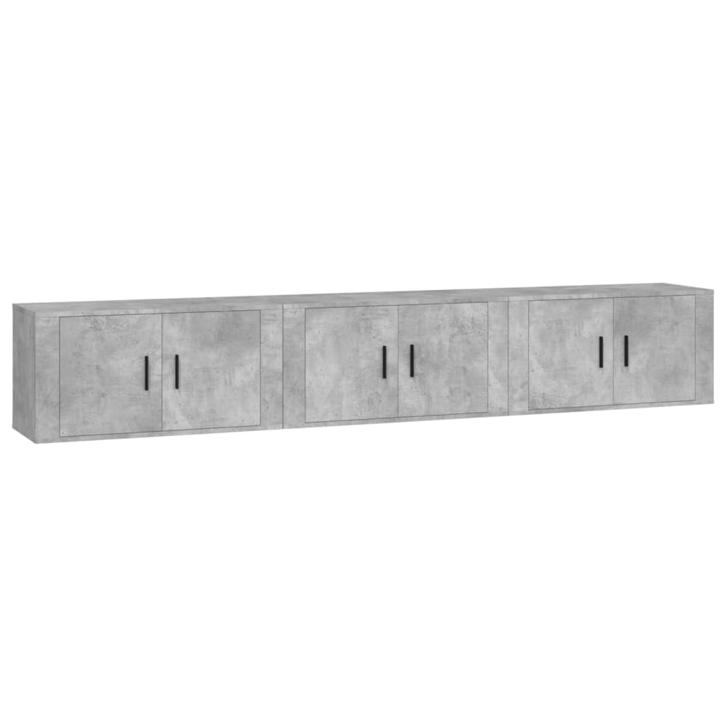 Wall Mounted TV Cabinets Set of 3 Concrete Grey 80 x 34.5 x 40 cm