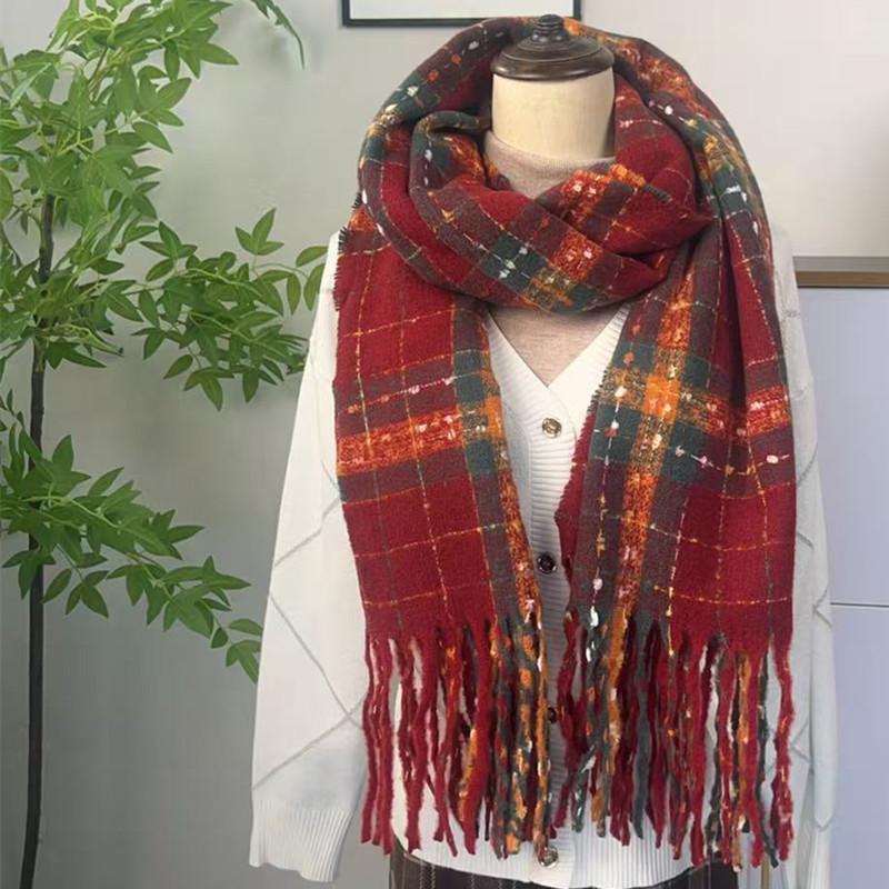 Hochwertiger Schal im koreanischen Stil mit Karomuster: Warmer, verdickter Kaschmir-ähnlicher Schal für Studenten und Paare