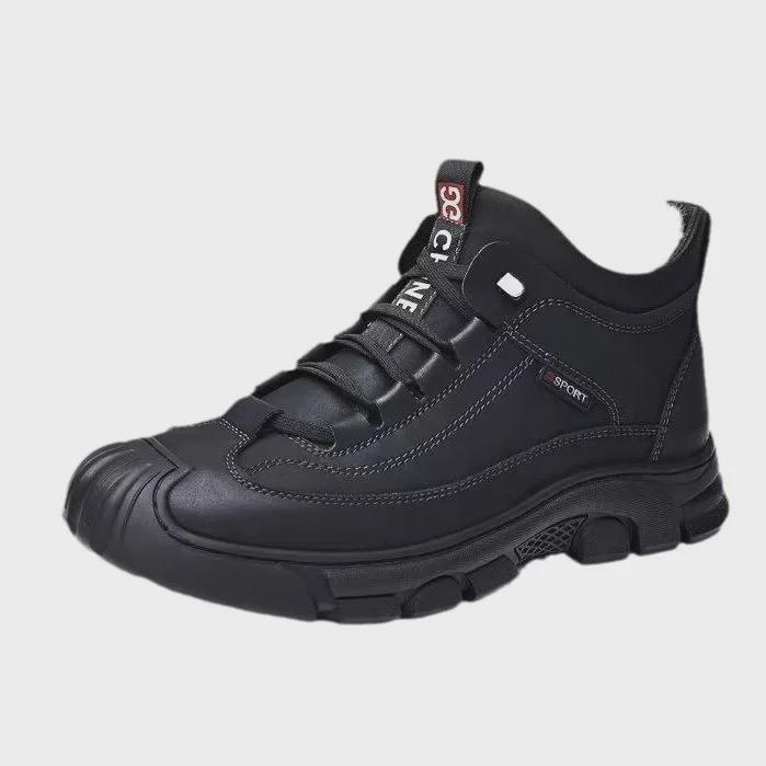 Men's 2023 Winter Non-Slip Northeast Snow Boots - Genuine Leather & Wool, Plus Velvet, Warm & Thick Cotton Shoes