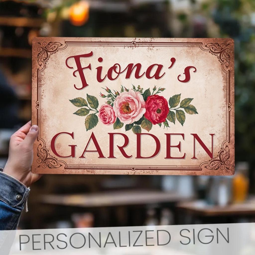 Personalized Vintage Metal Tin Sign Custom Name Text Farmhouse Garden Kitchen Wall Decor