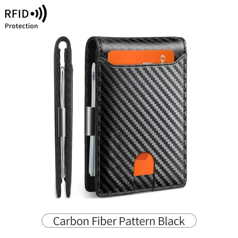 Portafoglio da Uomo in PU con Clip Portasoldi Portafogli Anti Rfid Bloccante Portacarte di Credito Magico Porta Carte di Credito
