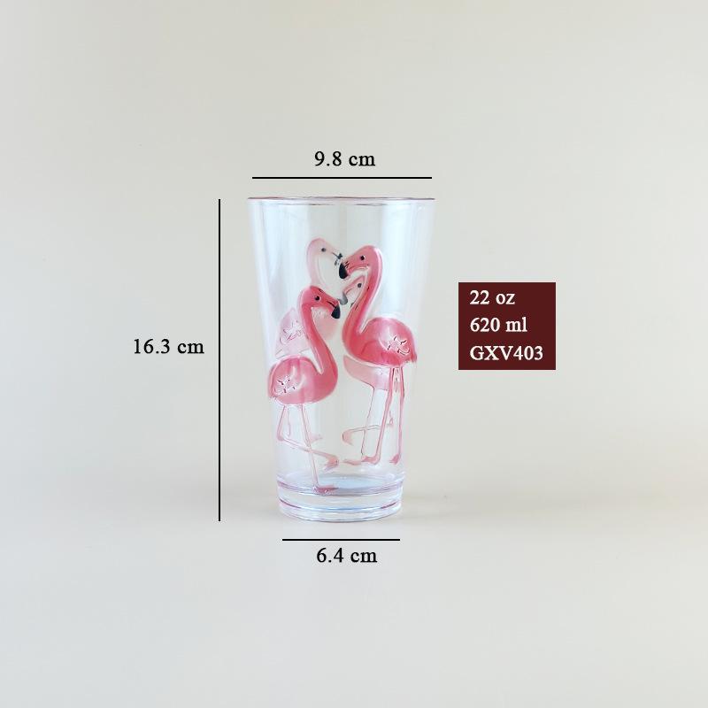 Acrylic Flamingo Cup Thickened Creative Plastic Juice Water Bottle