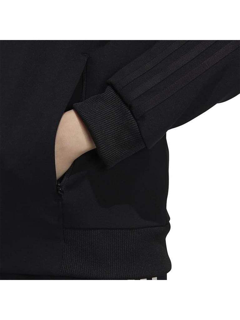 Adidas JIL43 Double Knit Track Size M Women's 3-Stripes Top, Black/Black (H29515),