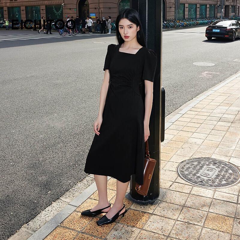 EICHITOO French Romantic Hepburn Style Short Sleeve Dress S