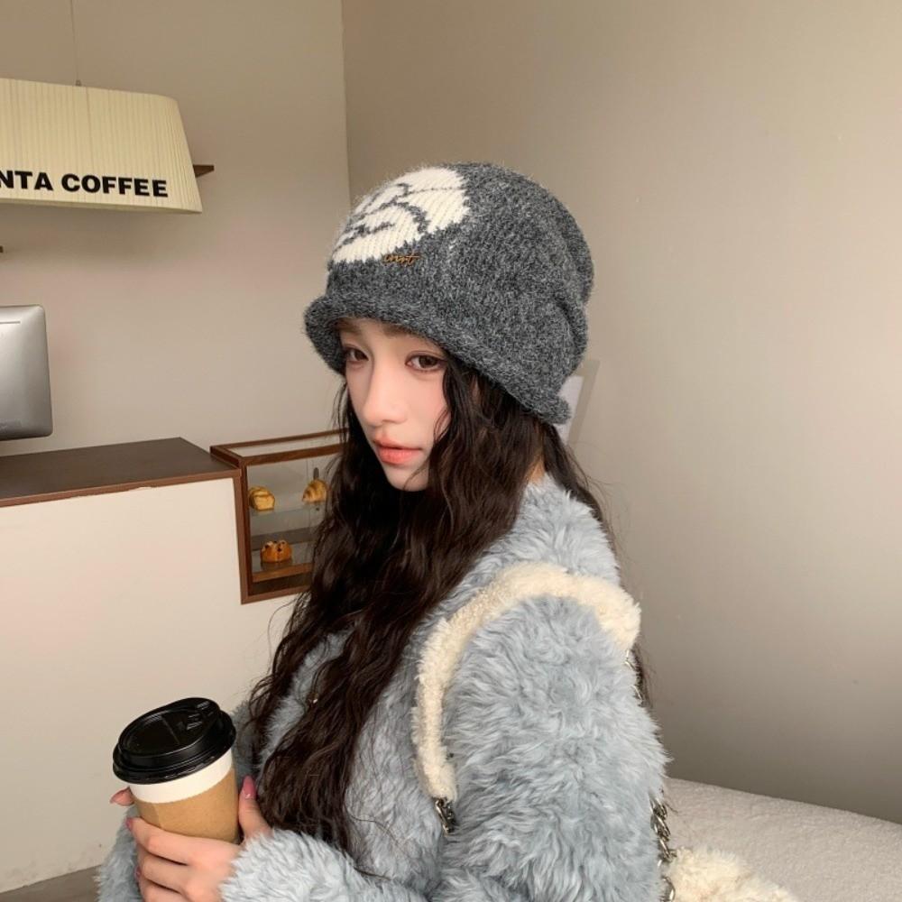 Face Slimming Slouchy Floral Beanie Hat Stretch Fit Women Thick Beanie Hat  For Women