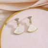 Light Luxury Silver Needle French Retro Fan-Shaped Cat's Eye Diamond Earrings for Women