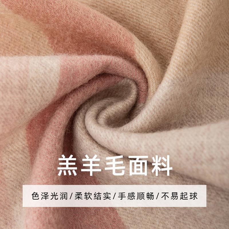 Atmospheric scarf Lamb wool pink plaid scarf British classic couple winter warm scarf