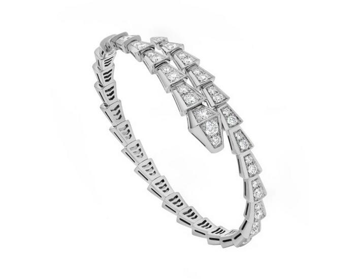 925 Silver CNC Diamond Spirit Snake Bangle: Stylish Two-Circle Snake Bone Bracelet with Full Diamond Accents