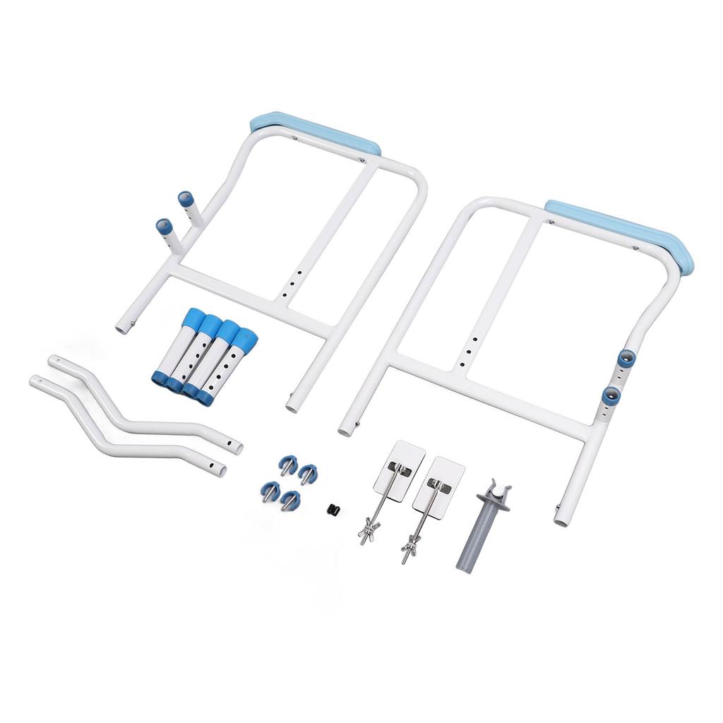 Folding Toilet Safety Rail Adjustable Width Height Padded Handles Stand Alone Toilet Handrails for
