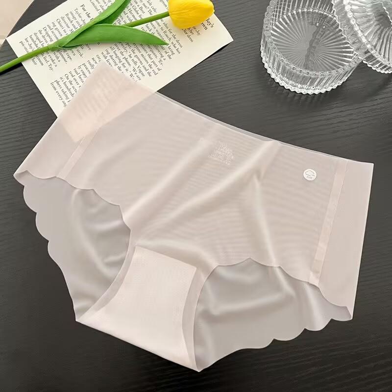 Women's Seamless Ice Silk Underwear Hipster No Show Invisible Panties Ice Silk Stretch Underwear Bikini Underwear Panty Briefs