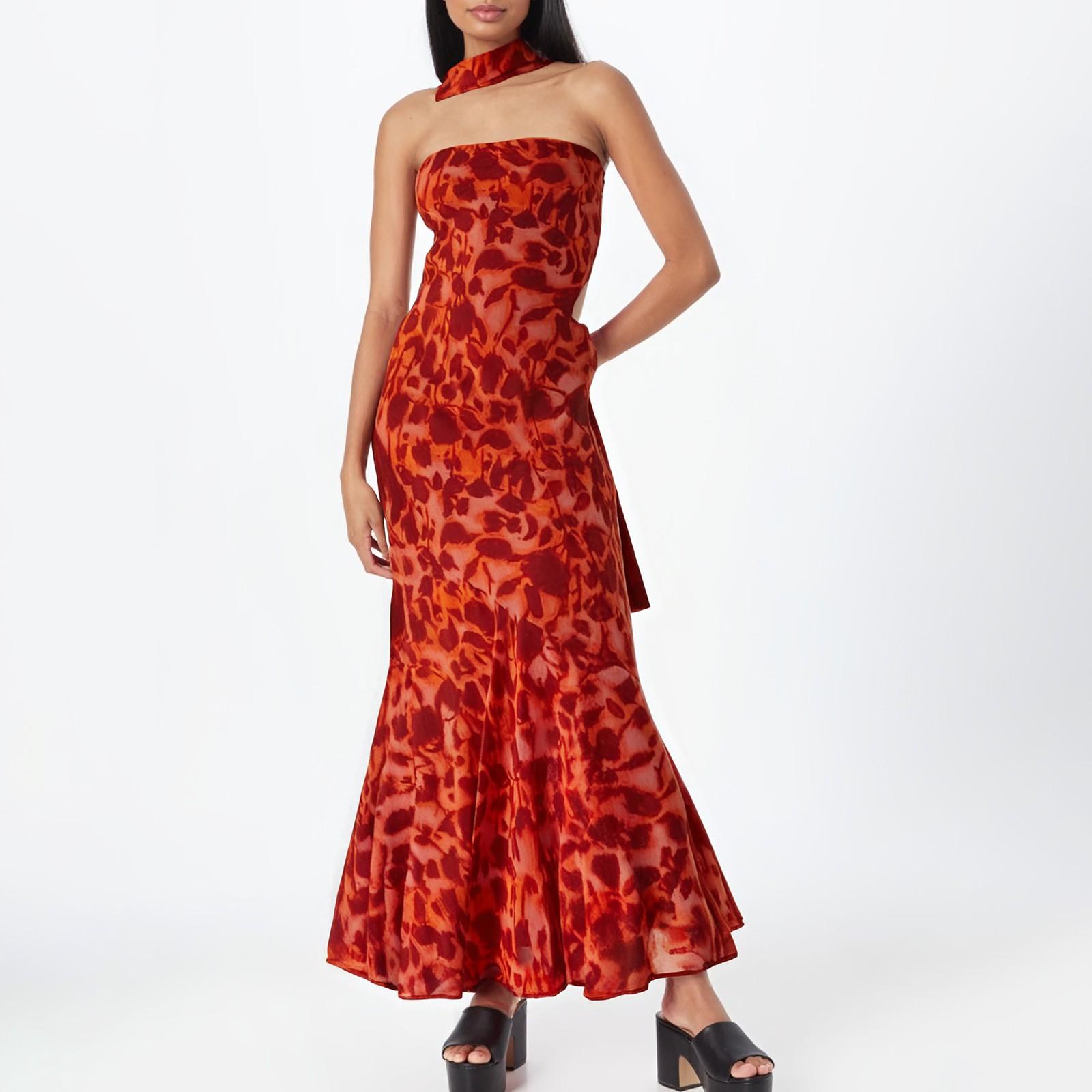 

Женское модное темпераментное платье с цветочным принтом и разноцветными подтяжками для пляжного отдыха с застежкой на талию и рыбьим хвостом S