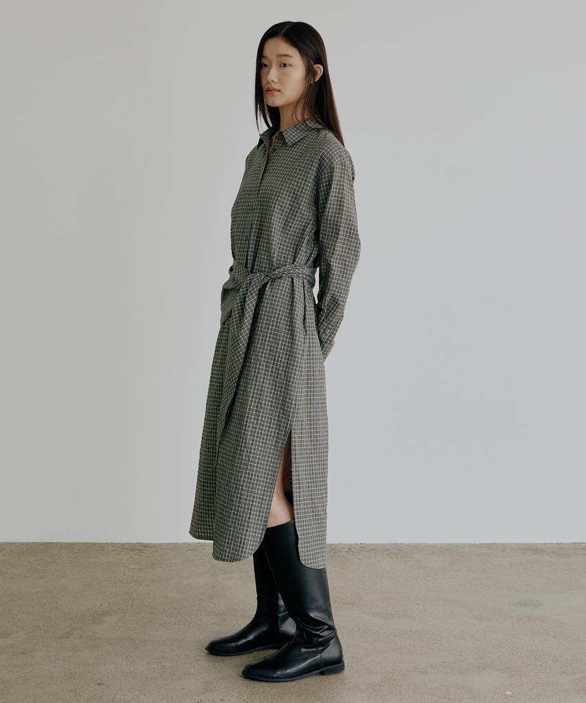ARTID Scarf Check Shirt Dress_Navy