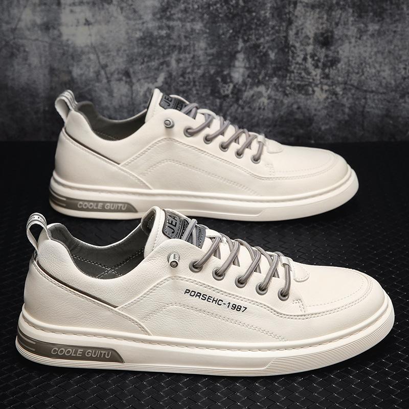 

Men s shoes new fashionable versatile casual board shoes light and comfortable men s shoes one pedal free lace-up work leather shoes 39