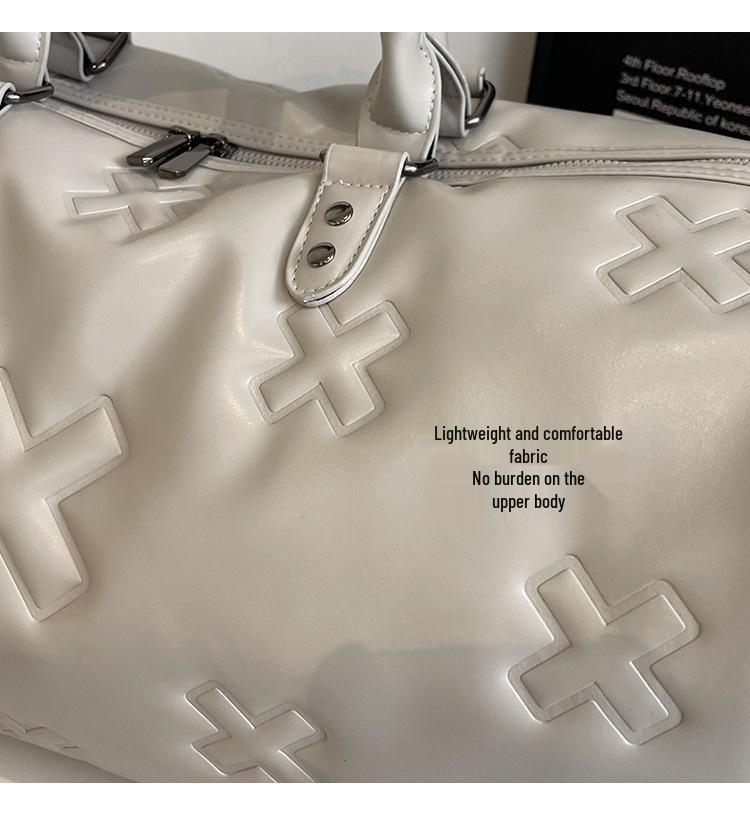 Fashionable PU Embossed Women's Handheld Travel Bag - Large Capacity Carry-on with Wet/Dry Separation for Business and Fitness.