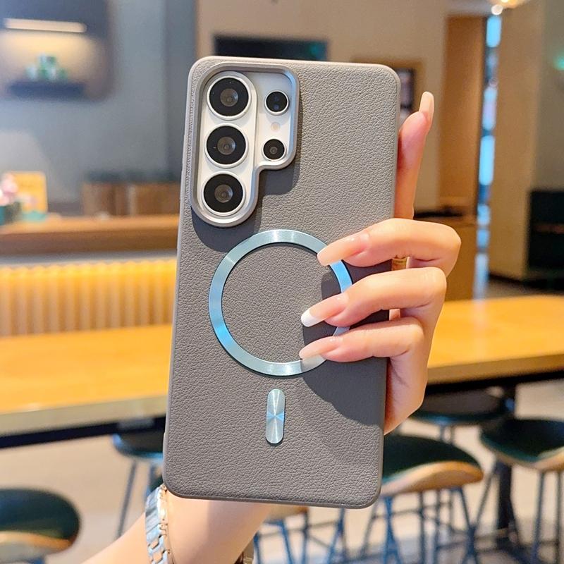 For Samsung Galaxy S26 Ultra S25 Edge Plus Case Magnetic Wireless Charger PC Hard Shell Shockproof Protective Leather Back Cover