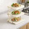 Large Capacity 3 Layers Storage Tray Folding Space Saving Food Preparation Tray Plastic Side Dish Storage Holder for Kitchen