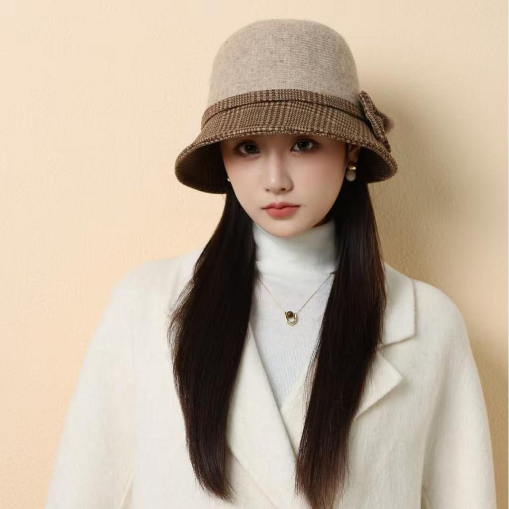 Autumn/Winter Wool Bowler Hat with Windproof Ear Protection - Ladies' Casual Fashion.