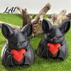 Bat Decoration Cute Red Heart 3D Printed Halloween Novelty Tabletop Sculpture for Spooky Desktop Ornament Party Haunted House Holiday Decor