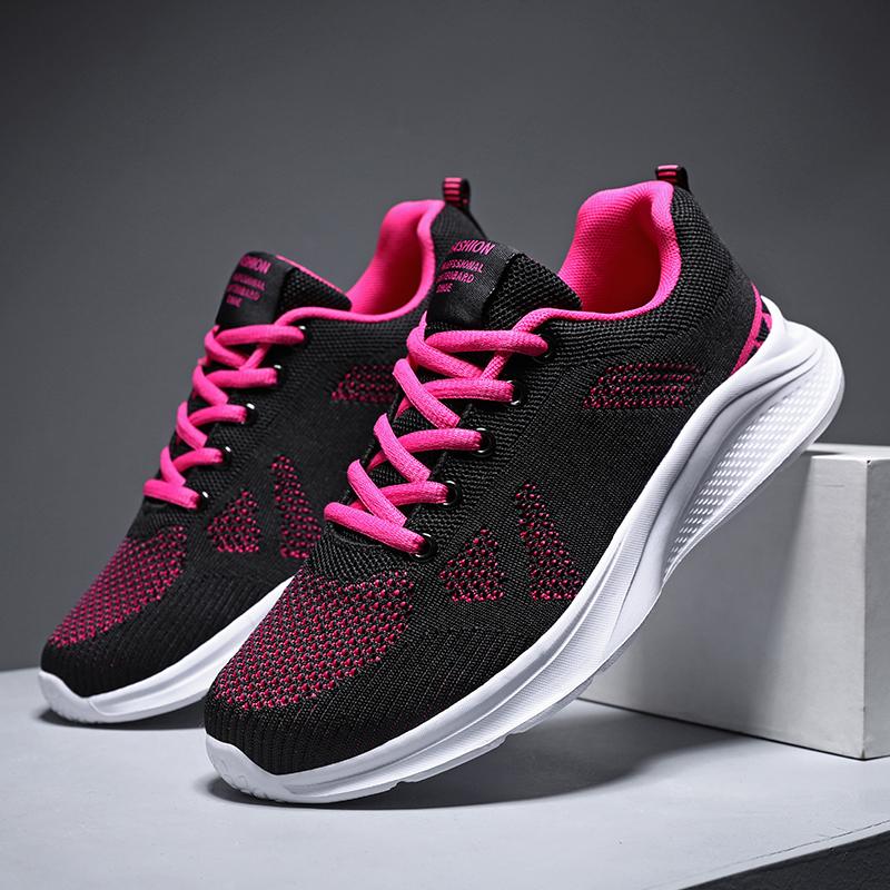 Women's Flying Woven Running Shoes Spring and Summer Low Cut Lightweight Breathable Mesh Casual Sports Shoes