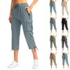 Calças Capri Cargo Femininas Com 6 Bolsos Leves Secagem Rápida Ao Ar Livre Viagem Casual Confortável Verão