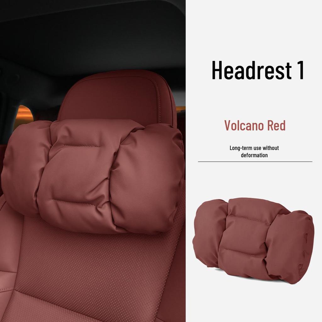 Neues Luxus Auto Kopfstützen- & Lendenwirbelstützkissen - Fleckenresistentes Leder, Fortschrittliche Nackenstütze & Baumwollpolster