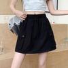 Summer Ins Korean Cargo Short Skirts Women Quick Drying Dress Girls Drawstring High Waist Thin Skirt