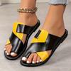Casual Flat Top Plus Size Slippers for Women 2025 New Color Blocked Comfortable Black and White Fish Mouth Slippers for Women