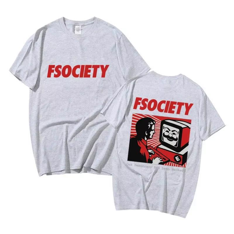 Funny Mr Robot Graphic T Shirt Unisex Women Vintage Cotton FSociety Tshirt F Society Hacker Geek Tshirts Unisex Casual Streetwear